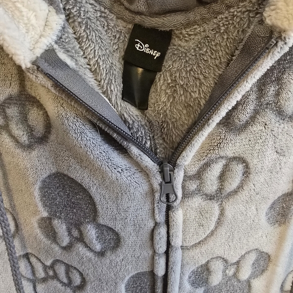 Disney MICKEY/MINNE Patterned Pajama Adult Zip Up Onsie W/ Hood - Picture 4 of 4